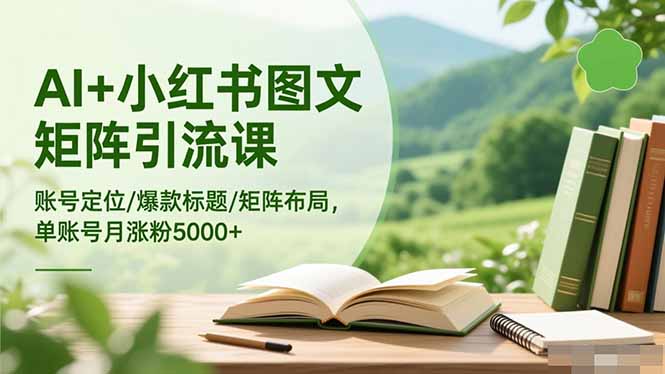 AI+小红书图文矩阵引流课：账号定位/爆款标题/矩阵布局/单账号月涨粉5000+-摇钱树